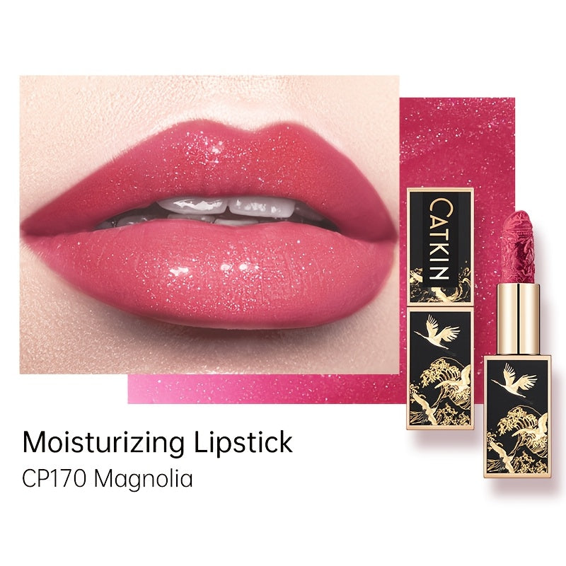 Red Carving Matte Lipstick Waterproof Long-Lasting Satin Finish for Smooth Red and Nude Lips