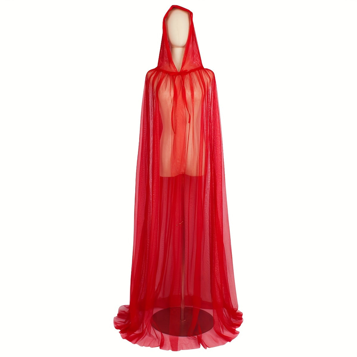 Sheer Chiffon Hooded Cape Poncho Vintage-Inspired Layering Costume Accessory