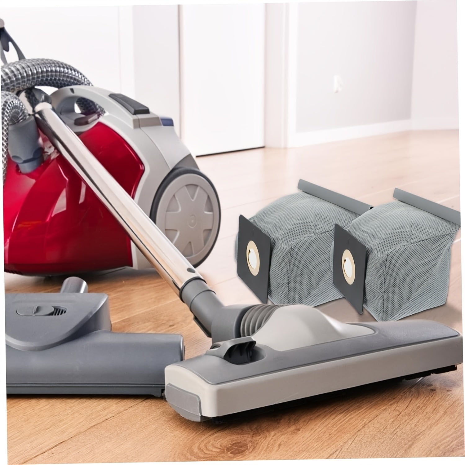 Washable Vacuum Dust Bags Set of 2 Grey Non-Woven Fabric 11x10cm for Compatible Vacuum Cleaners