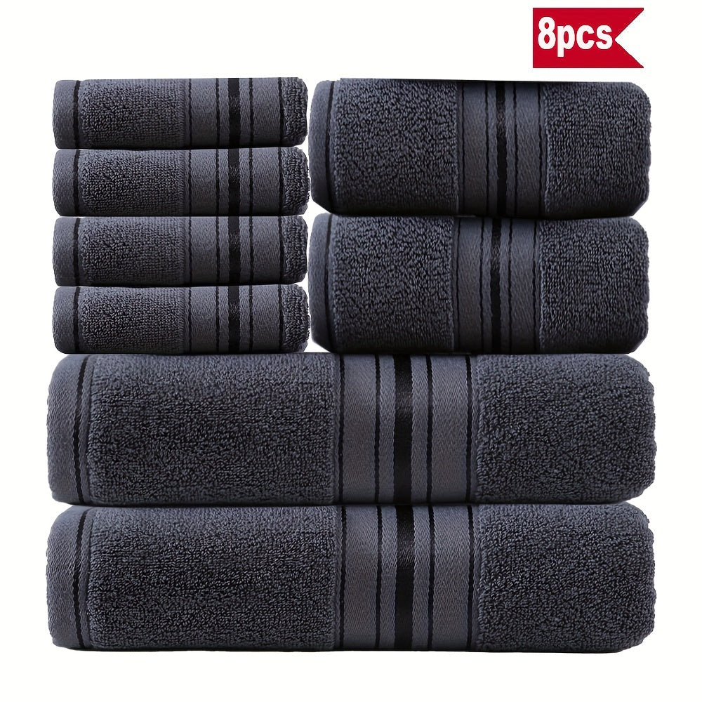 8-Piece Cotton Bath Towel Set Hotel-Quality Soft Absorbent Spa Bathroom
