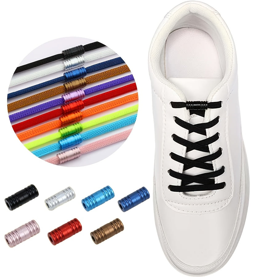 2-Pack Elastic No-Tie Shoelaces for Sneakers, Multi-Color, Locks