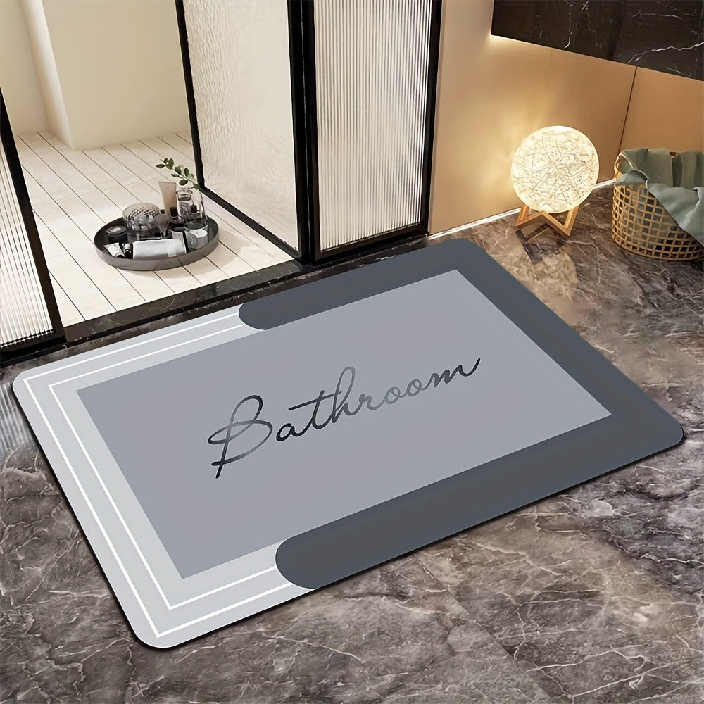 Bath Mat with Geometric Pattern, Anti-Slip, Quick-Dry, Washable, Dirt-Resistant