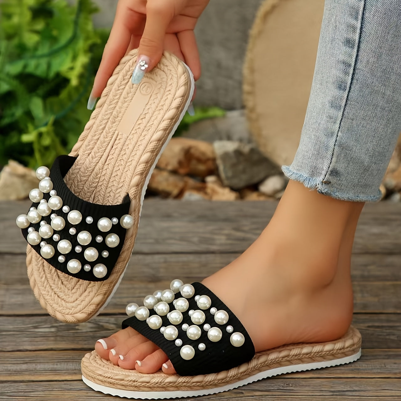 Women's Flat Slip-On Sandals Lightweight Strappy Bohemian Beach Shoes