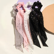 Women’s Satin Hair Scrunchies Set with Polka Dot Scarves and Bowknot Hair Bands