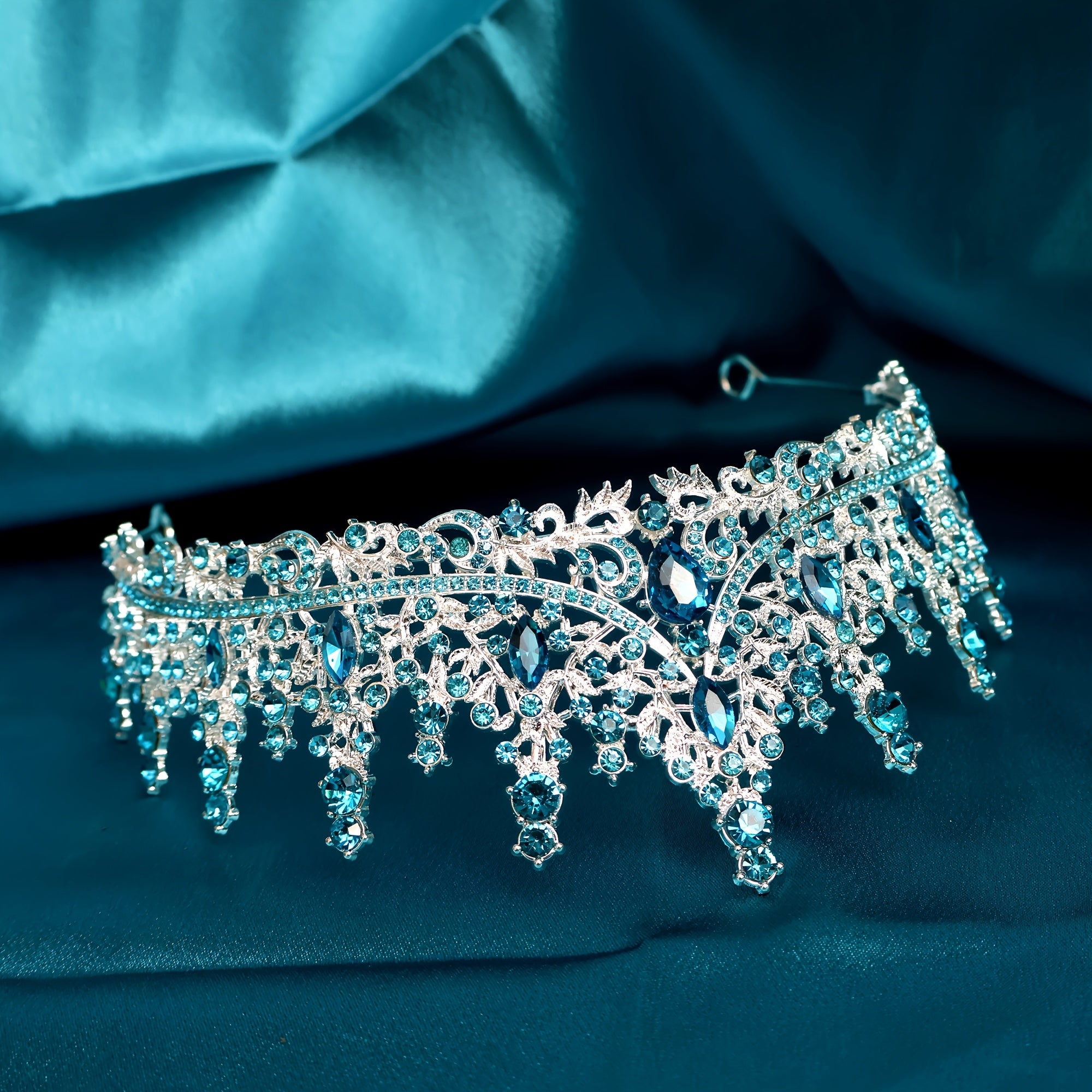 Bohemian Leaf Print Bridal Tiara with Rhinestones Alloy Wedding Hair Accessory