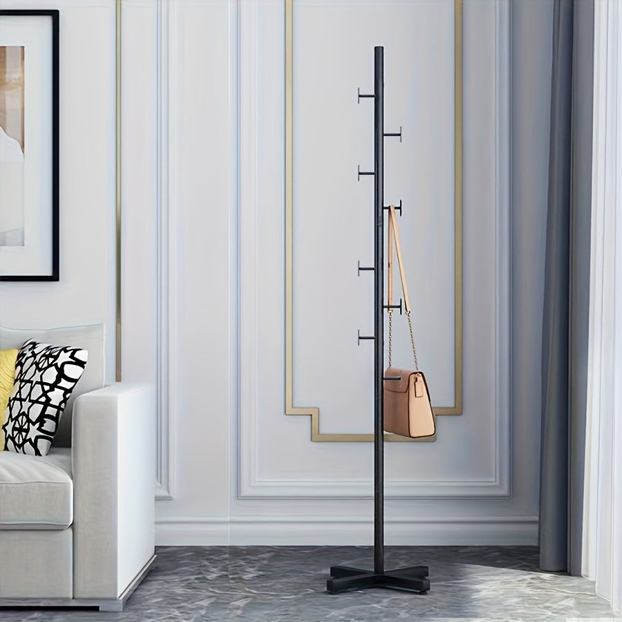 Metal Coat Storage Rack with Vertical Clothes Hanging Stand for Bedroom Bathroom Living Room Closet Office