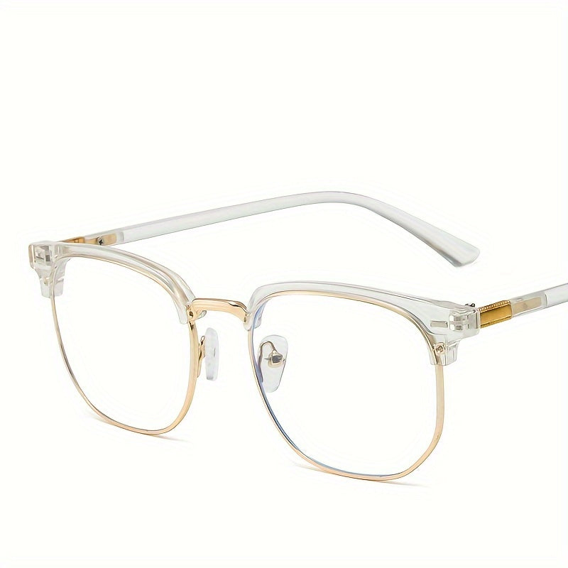Retro Half-Gold Frame Glasses for Men and Women Minimalist Eye Protection