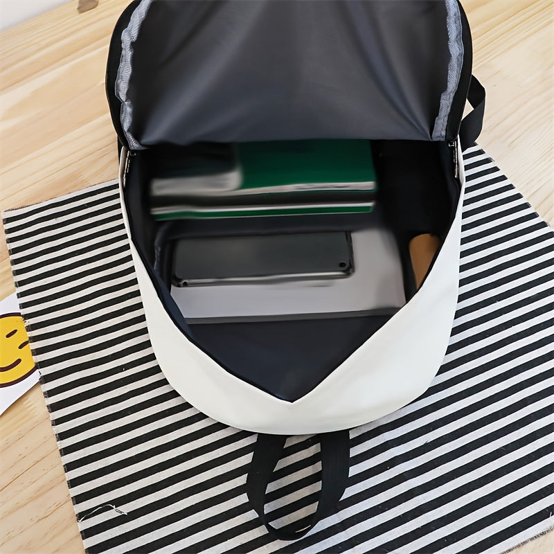 Blue Cartoon Cat Print Backpack Set with Tote Pencil Case and Wallet for School and Travel