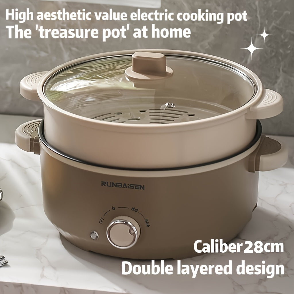 28 см Двухслойная антипригарная электрическая вок-машина многофункциональный кухонный горшок для дома, общежития, вечеринок