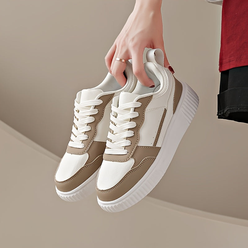 Women's Low-Top Skateboard Shoes Lace-Up Lightweight MD Sole Solid Fabric Upper