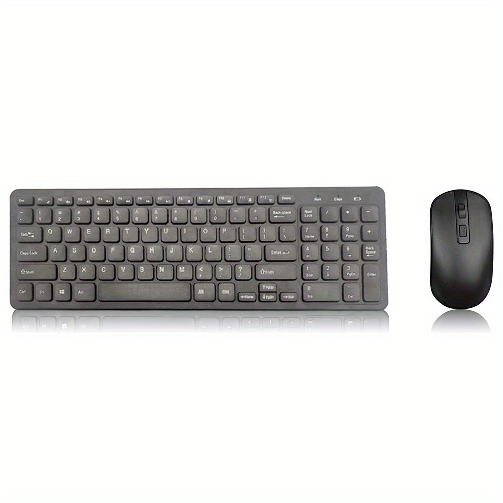 Wireless 2.4G Keyboard and Mouse Combo Slim Ergonomic Optical ABS Compatible with PC