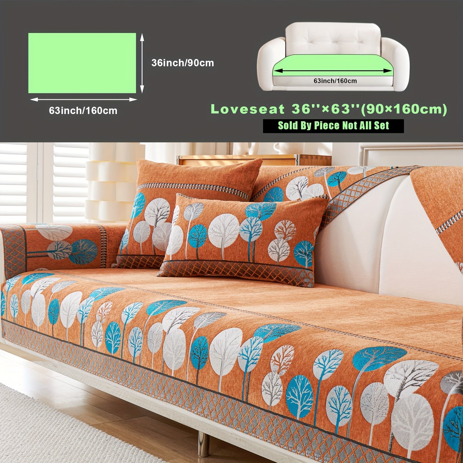 Bohemian Style Sofa Cover with Moonlight Forest Tree Pattern Non-Slip Machine Washable for Single to Quadruple Seat Sofas