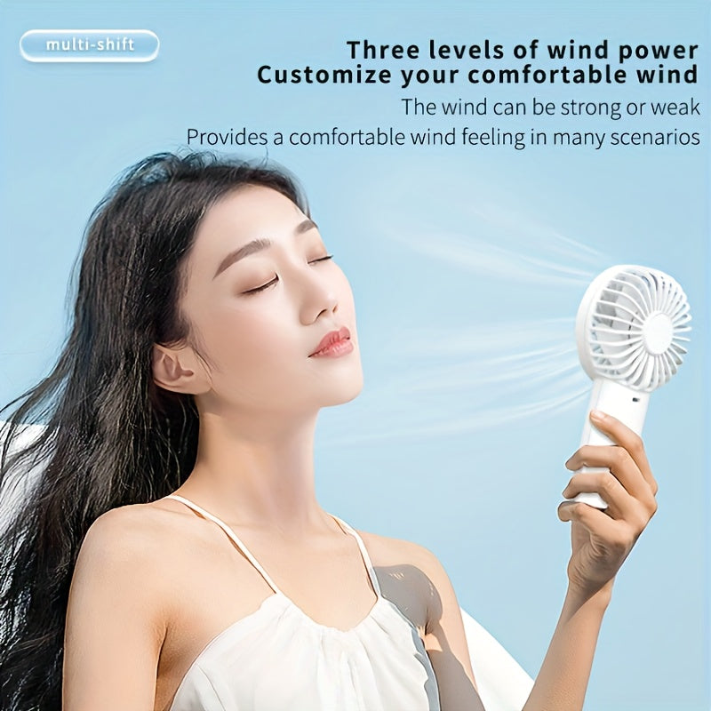 Compact USB Rechargeable Handheld Fan with 1500mAh Battery, Portable Personal Cooling Device
