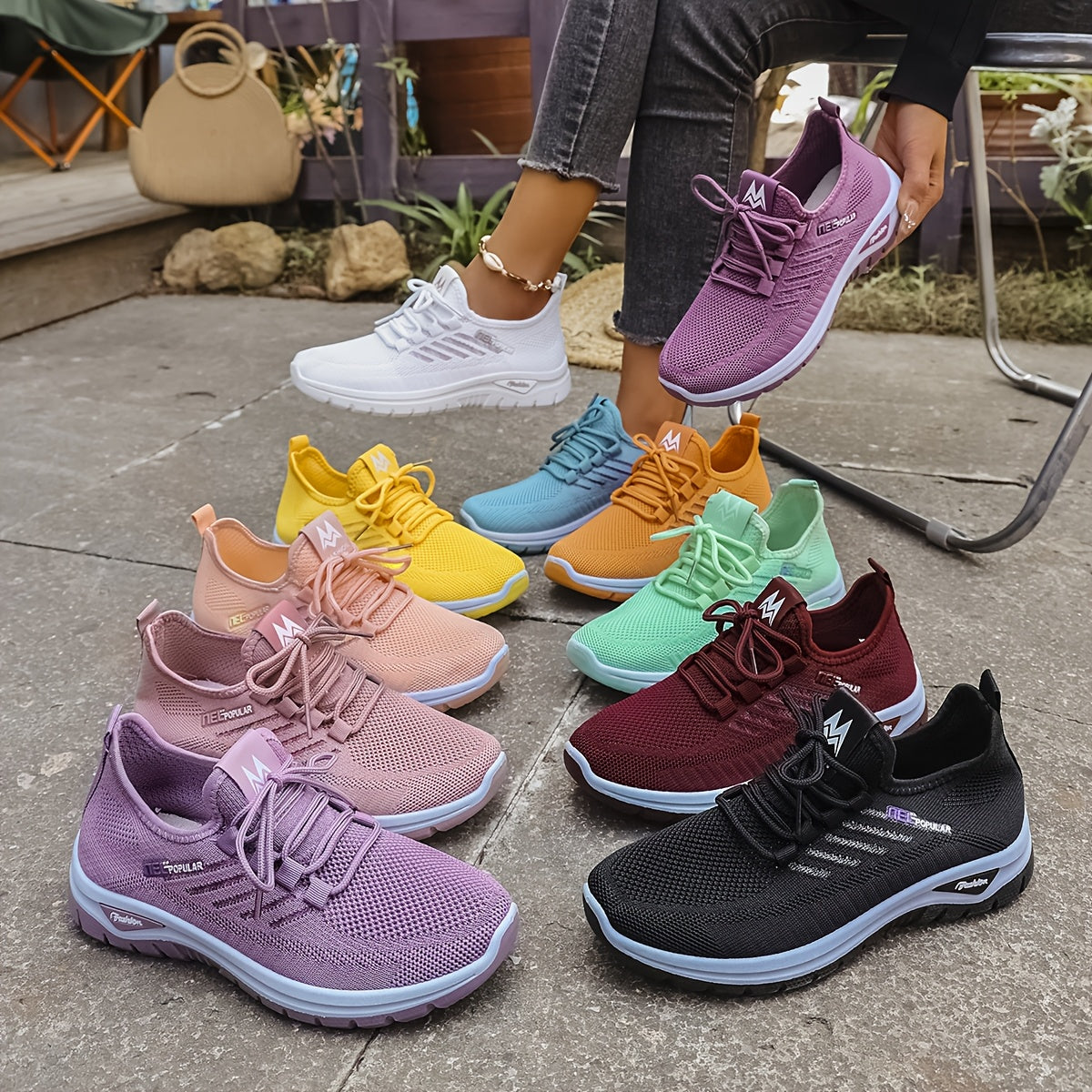 Women's Casual Slip-On Sneakers Breathable Mesh Lightweight Comfortable