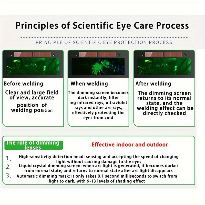 Welding Safety Glasses Auto-Darkening Protective Eyewear with Anti-Glare Solar Cells