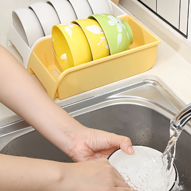 Dish Rack with Partitioned Design, Food Grade Plastic, Space-Saving Drying Shelf