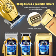 Juego de cortapelos profesionales para barberos y afeitadora eléctrica recargable con batería de litio de 2000mAh, inalámbrico, cortapelos USB, motor potente, kit de corte de cabello para hombres