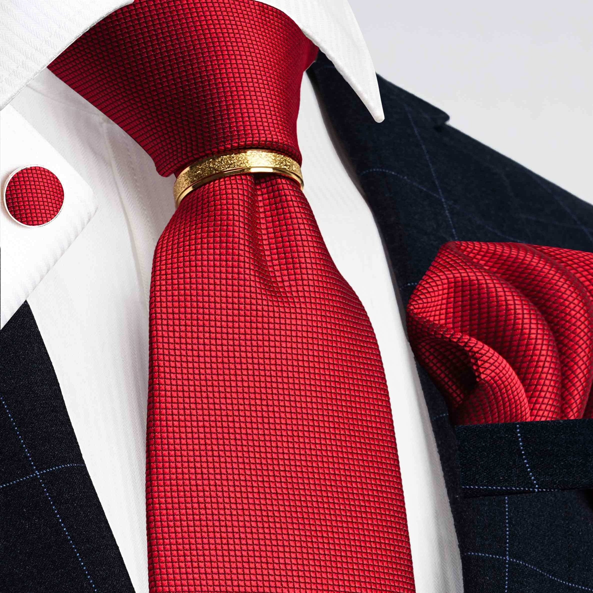 Men's 4-Piece Tie Set Necktie Pocket Square Cufflinks Gold Tie Clip for Weddings Groomsmen Business