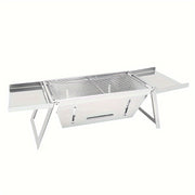 Stainless Steel Outdoor Charcoal Grill Set with Folding Skewer Stove for BBQ and Household Use