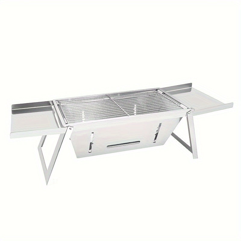 Stainless Steel Outdoor Charcoal Grill Set with Folding Skewer Stove for BBQ and Household Use