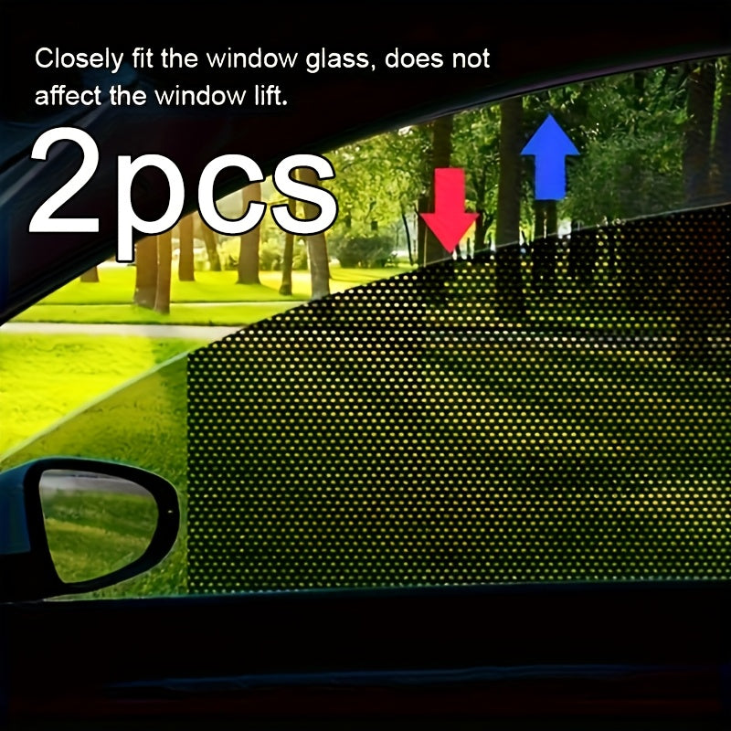 2-Pack Black Mesh Car Sun Shade Stickers UV Heat Blocker Plaid Window Decal