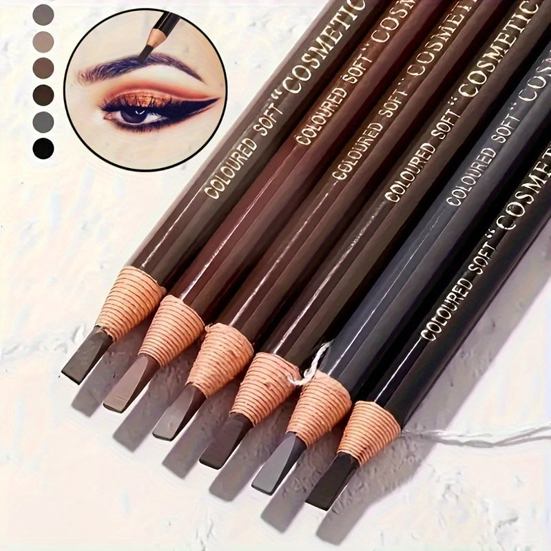 Lápiz de cejas de madera para mujer, 5 colores, a prueba de manchas, recargable