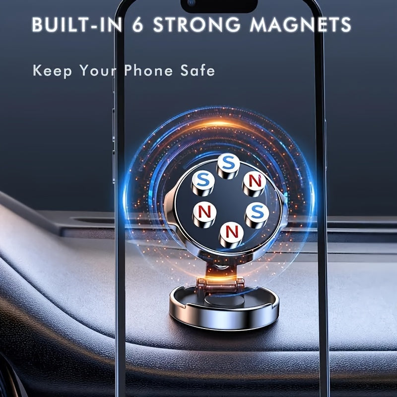 Foldable Magnetic Car Phone Holder with 360° Rotation for All Smartphones