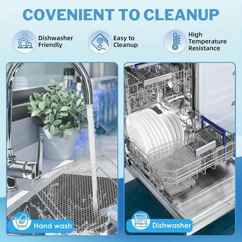 7-Piece Stainless Steel Air Fryer Accessories Set with Stackable Rack and Heightening Pad