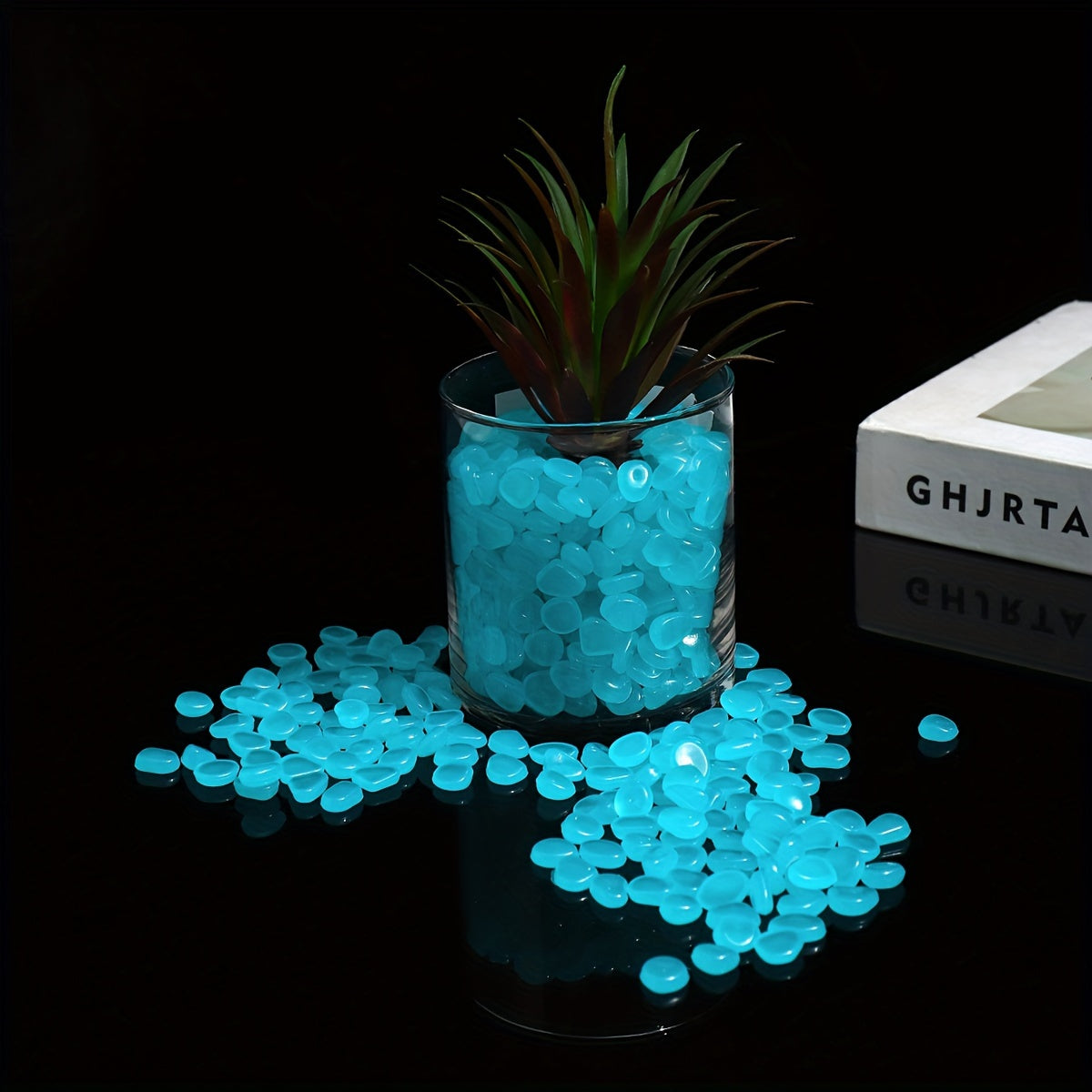 Blue Glow-in-the-Dark Stone Gravel for Gardens Aquariums Walkways and Paths 200 Pieces
