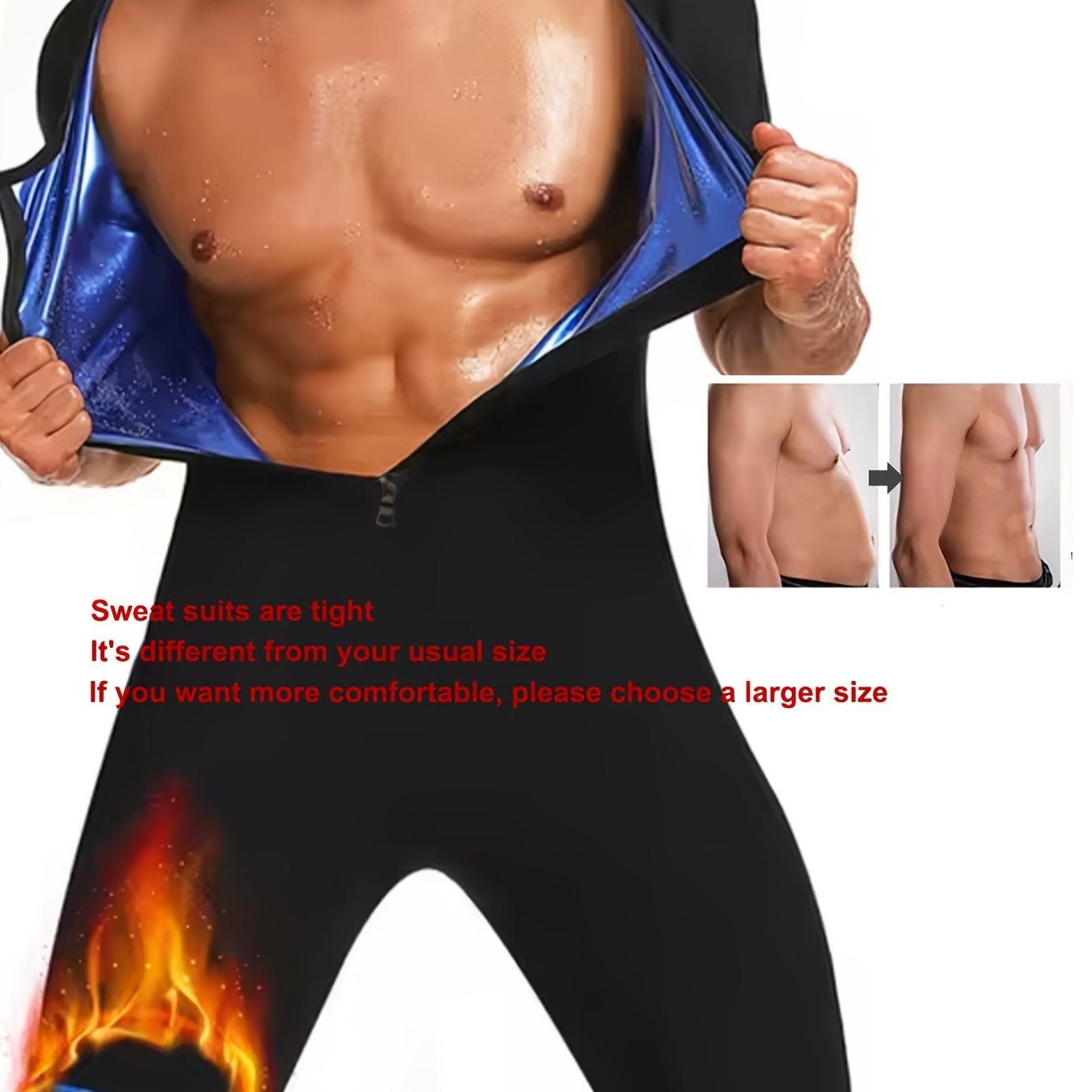 Men's Full Body Sweat Suit for Training Yoga Hiking Camping Breathable Polyester