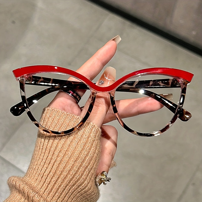 Retro-Inspired Cat Eye Glasses Women Transparent Lenses Fashionable Computer Eyewear