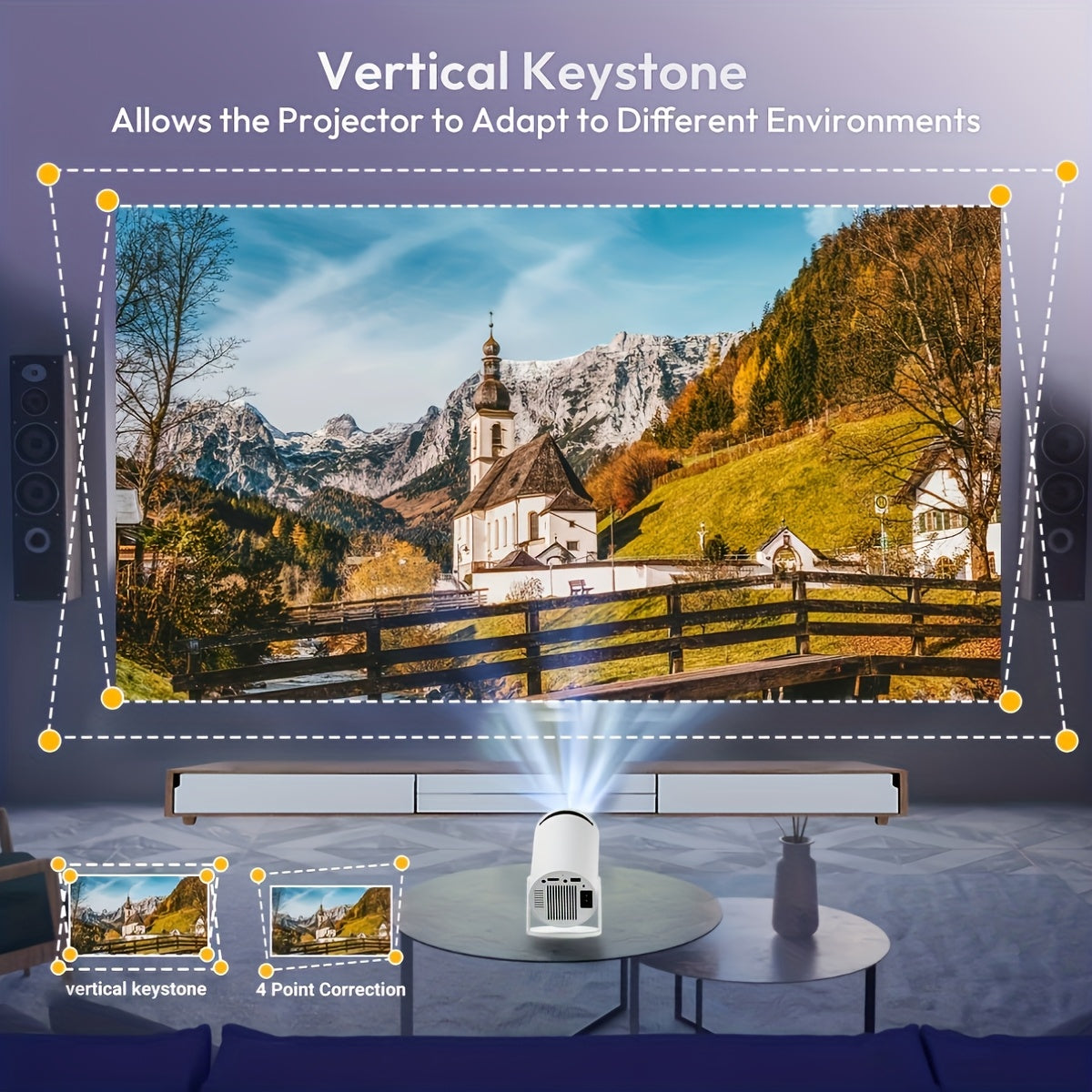 Portable HD Projector with Built-in Android 12, 720p LCD, Remote