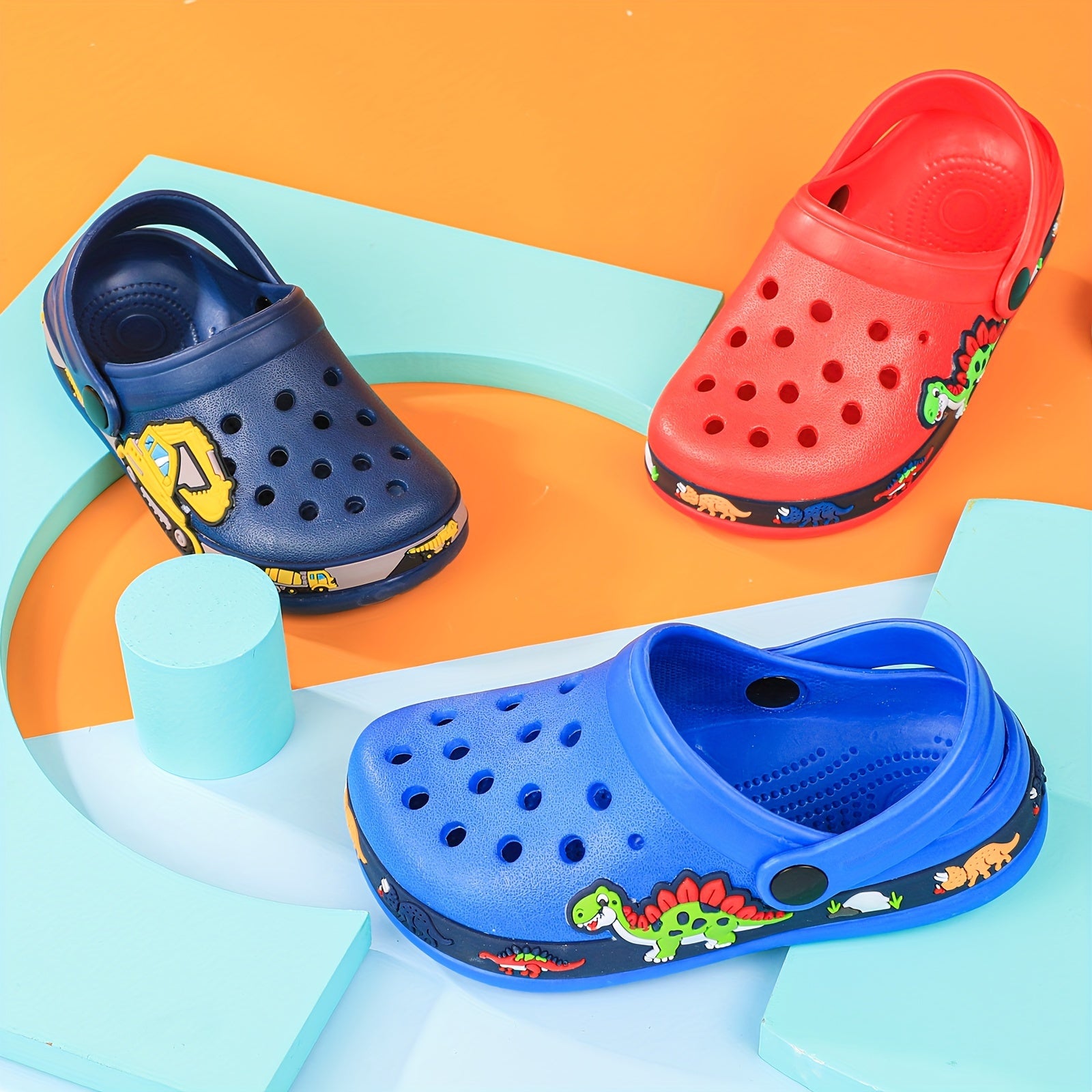 Toddler Girls Cartoon Print Platform Clogs with Closed Toe Anti-Skid Sole Hollow Out Design