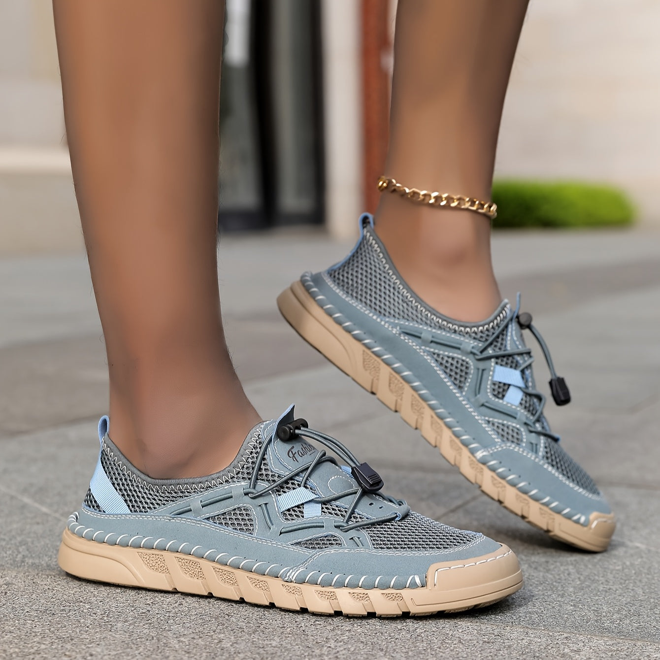 Women's Slip-On Yoga Sneakers Breathable Mesh Cushioned Insole Casual Shoe