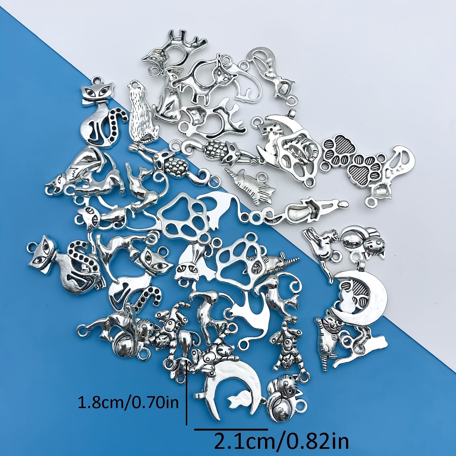 51 Pcs Zinc Alloy Antique Silver Animal Cat Charms for Jewelry Making DIY Necklace Bracelet Earrings