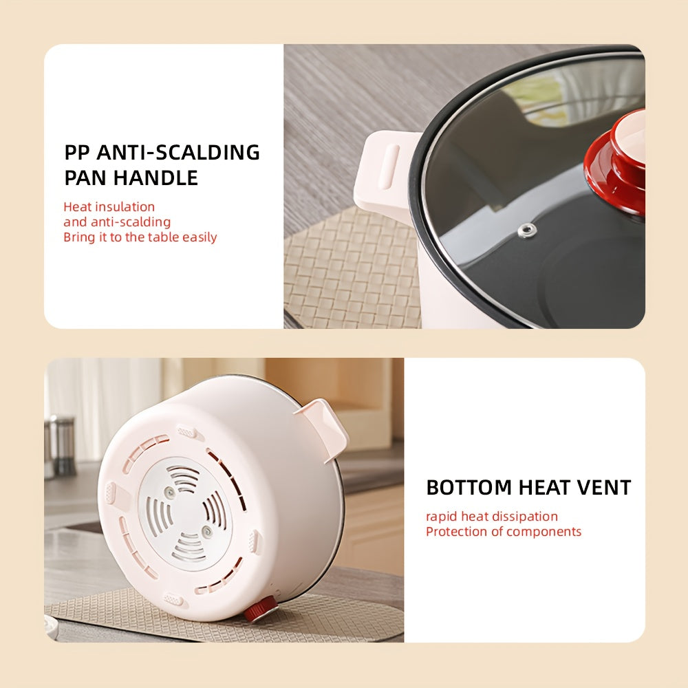 Fundisen Ko'p Funktsiyali Elektrik Qaynatgich, Shisha Qopqoq bilan, Sozlanadigan 3-Tezlikli Datchik Boshqaruvi, Non-Stick Qoplama, Oson Tozalash, Uyda Sog‘lom Pishirish uchun Mukammal, Ko‘p Maqsadli Oshxona Qaynatgichi |