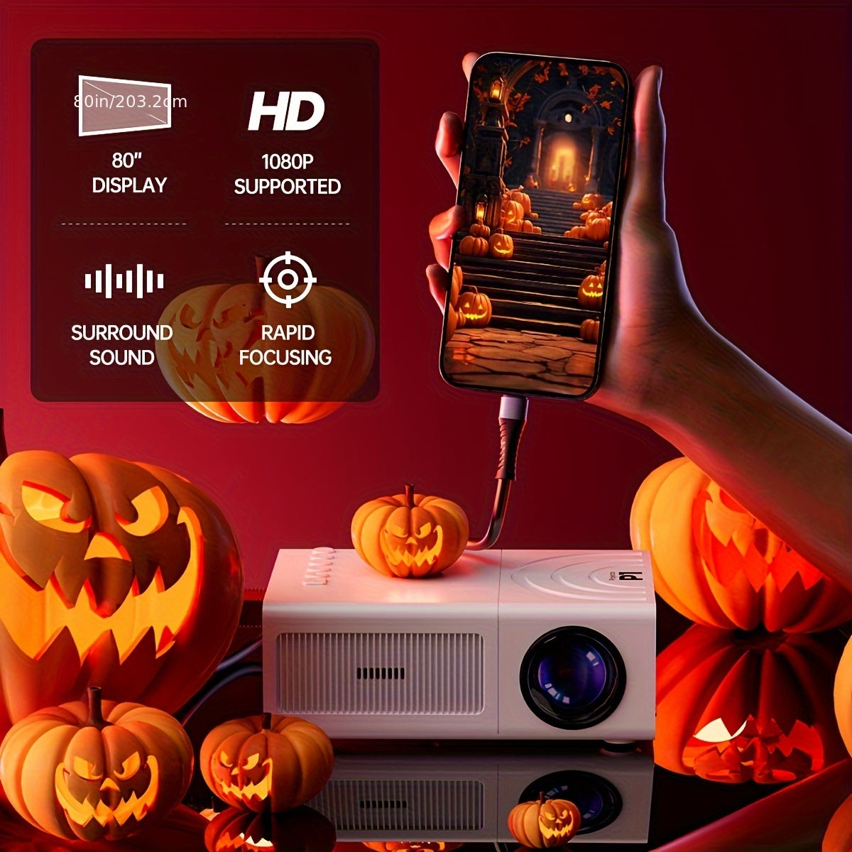 Mini Portable Video Projector for Movies Presentations with Adjustable Angle