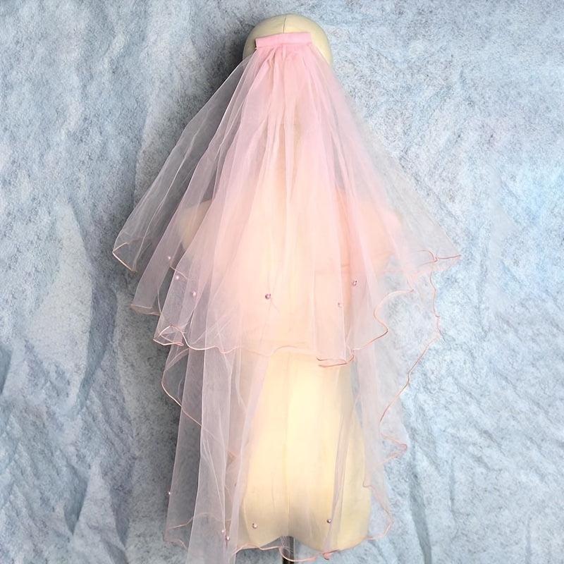 Ayollar uchun to'y soch aksessuari uchun faux marjon to'y tikanli vail, turli ranglarda