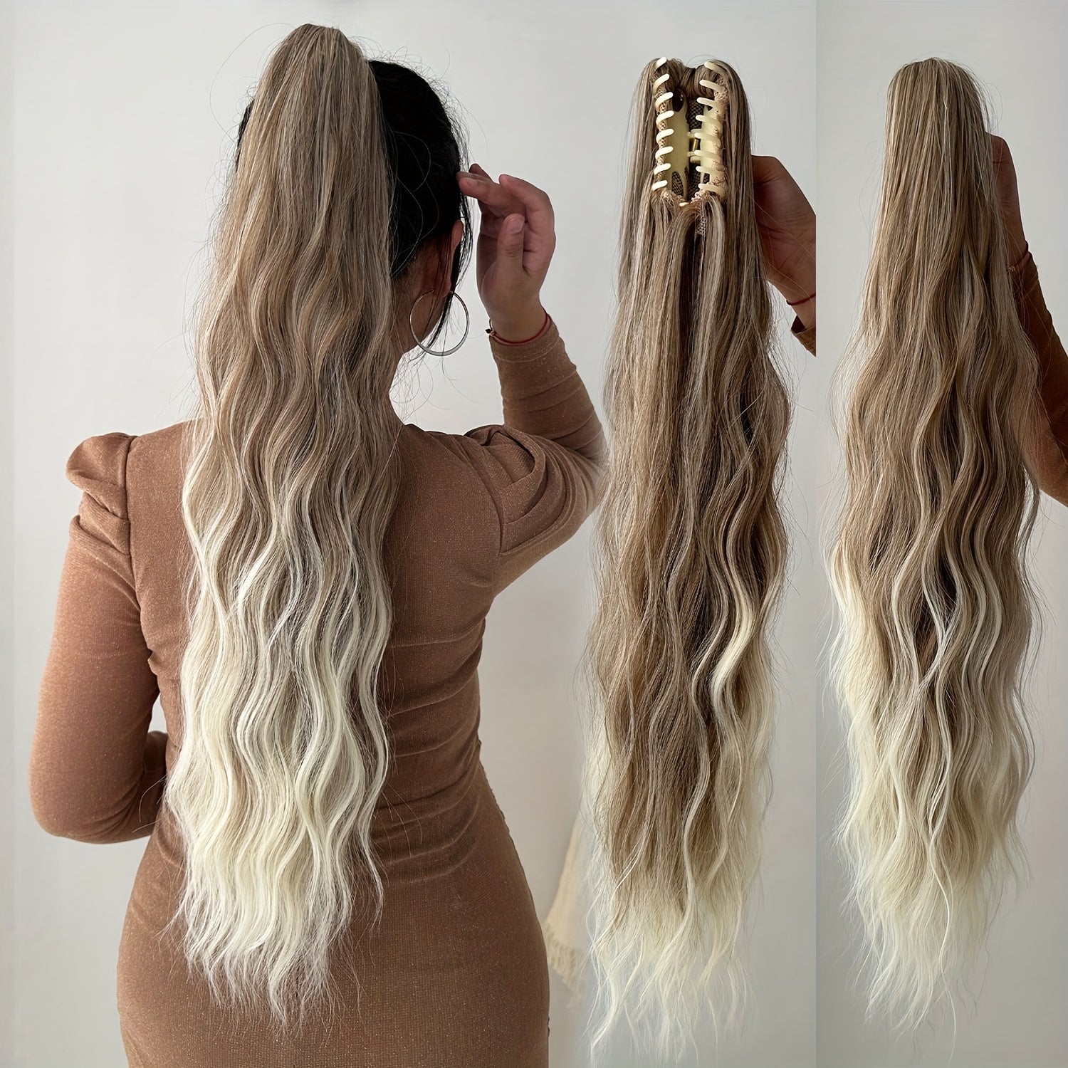 Women's Water Wave Ponytail Extension Clip-in Curly Hairpiece 66cm