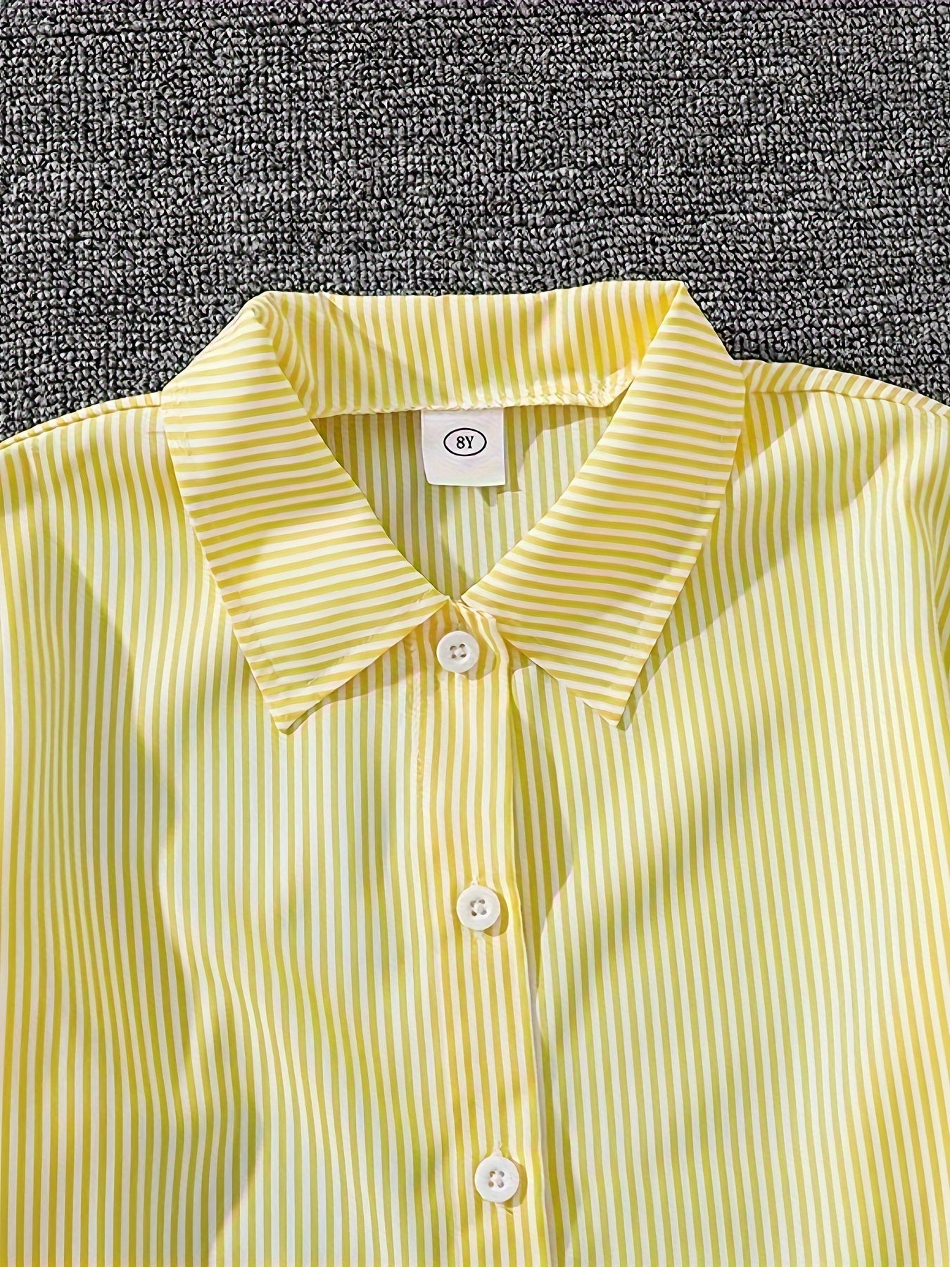 Girls Autumn Striped Long-Sleeve Shirt and Trousers Set Polyester Casual Outdoor Wear