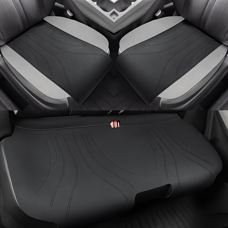 3Pc Synthetic Faux Leather Saddle Seat Cushions for Car All-Season Comfort