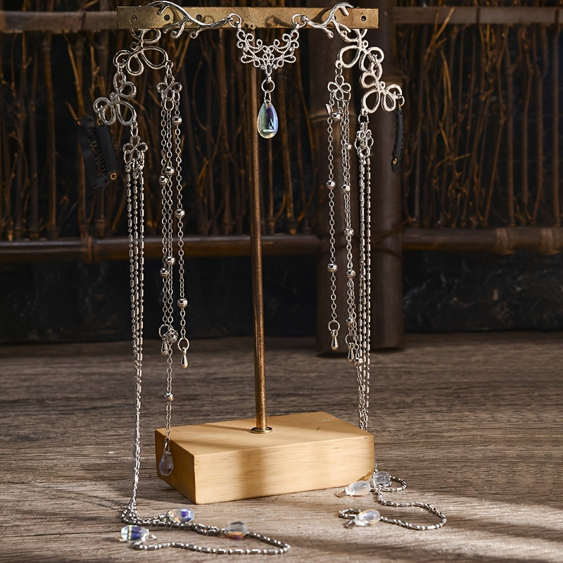 Bohemian Teardrop Tassel Head Chain with Beads Bridal Hair Accessory