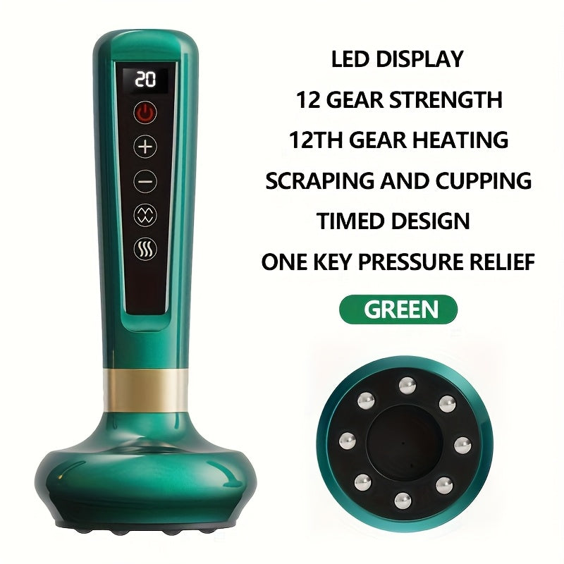 Electric Cupping Massage Device with Adjustable Power Levels and Heating Scraping
