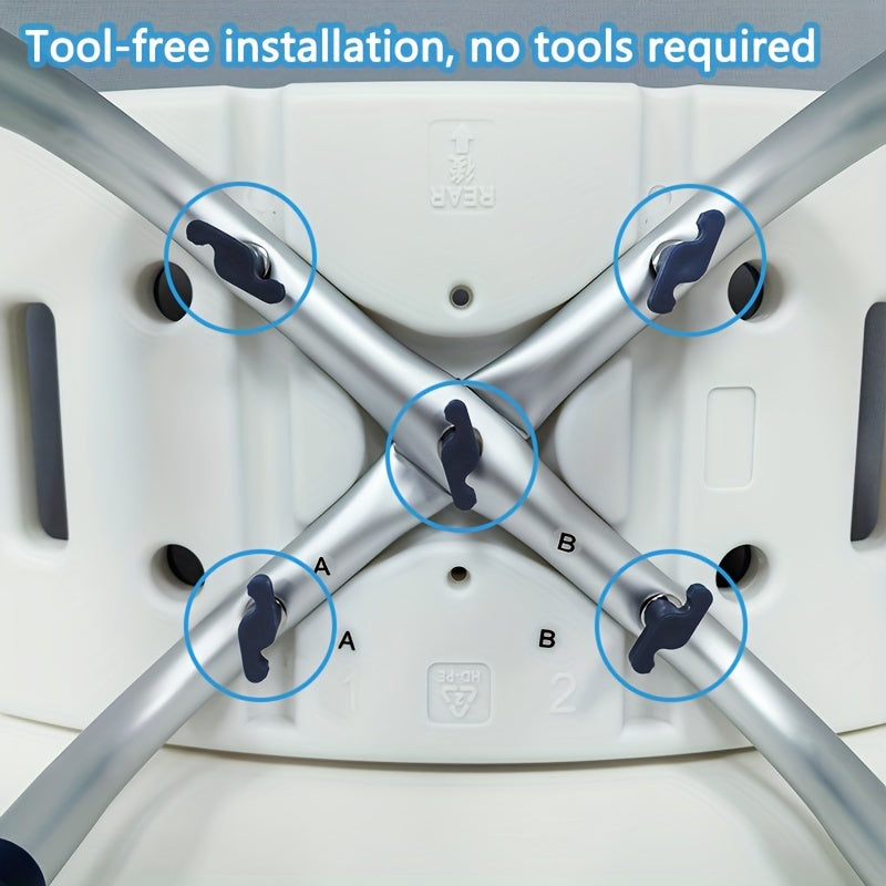 Kichik uyda foydalanish uchun mo'ljallangan hammom stuli, qariyalarga va homilador ayollarga mos, sirpanmaydigan dizayn, 6 balandlikni sozlash, vannada foydalanish uchun qulay.