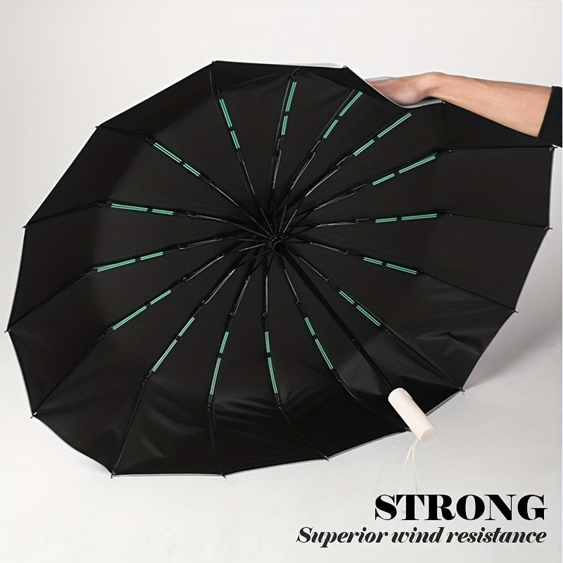 Large Automatic Windproof Umbrella 16K Double Ribs Portable Rain Sun UV Blocking