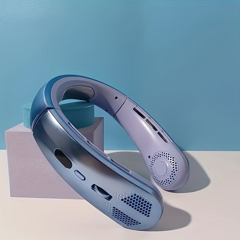 Ventilador de cuello recargable con velocidades ajustables, carga USB, enfriamiento sin manos para actividades al aire libre