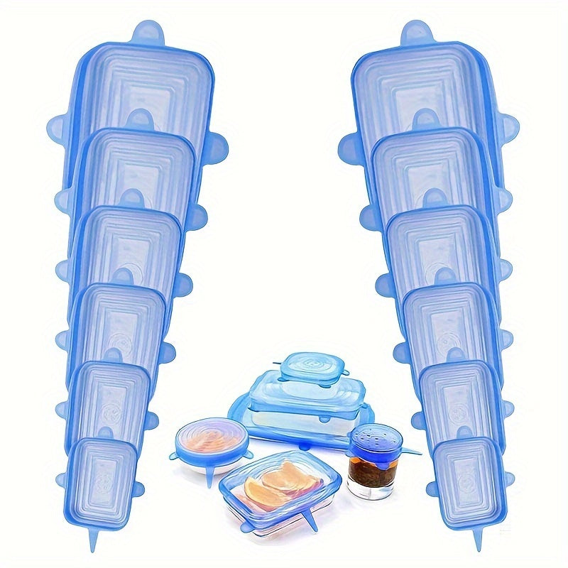 6 ta qayta ishlatiladigan silikon oziq-ovqat qoplanmalari to'plami, idishlar, plitalar va konteynerlar uchun