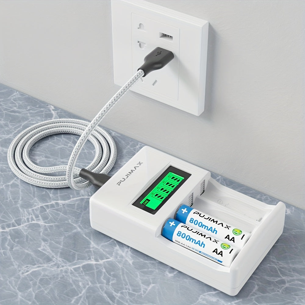 4-Slot LCD Smart Battery Charger for AA AAA Ni-MH Ni-Cd Rechargeable Batteries USB Power