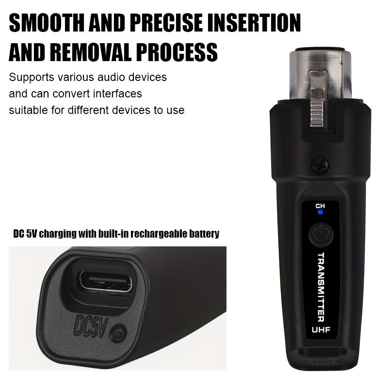 Wireless Microphone System 2.4GHz Transmitter and Receiver for XLR and 6.35mm Microphones