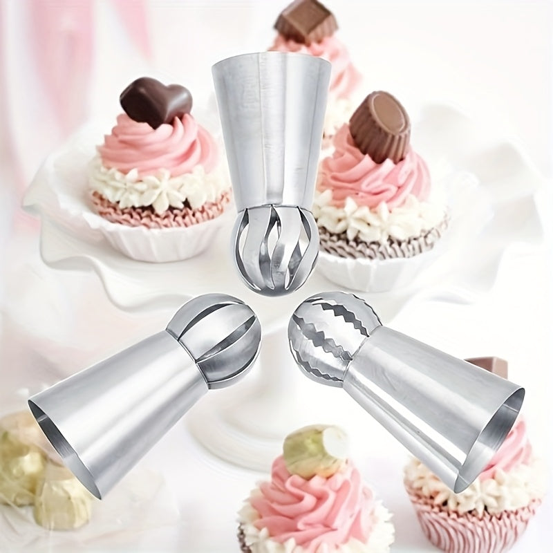 Set of 3 Stainless Steel Piping Tips for Cupcakes and Cakes Decorating